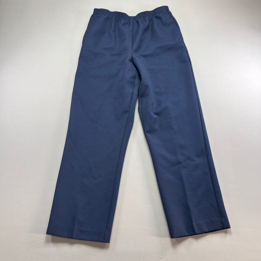 Alfred Dunner Pull On Ankle Pants Womens 12 Navy Blue High Rise Straight Leg